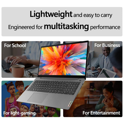 LENOVO IdeaPad 1 15.6 inches Traditional Laptop Intel Pentium Silver N6000 12GB RAM Intel UHD Graphics 128GB eMMC + 256GB SSD Windows 11 Pro - Grey