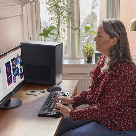 HP OmniDesk Tower Desktop Intel Core i7 16GB RAM Intel UHD Graphics 2TB SSD Storage Windows 11 Pro - Black