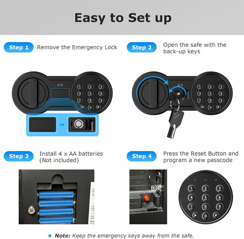 Bonsaii Steel Safe Box with Digital Keypad Lock, 1.2 Cubic Feet Security Document Safe with Removable Shelf for Home, Hotel, Office, Valuables, Money, 12.99 x 14.17 x 12.99 Inches