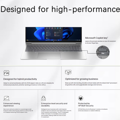 HP ProBook 460 16" Traditional Laptop Intel Core Ultra 5 16GB RAM Intel Graphics 256GB SSD Storage Windows 11 Pro 60Hz - Silver