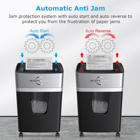 BONSEN 12-Sheet Micro Cut Paper Shredder for Home Office Use, High Security Level P-4 /55dB Ultra-Quiet/40-Minutes Shredding Shreds Credit Card/Staples, 5.3-Gallons Pullout Bin (S3106)