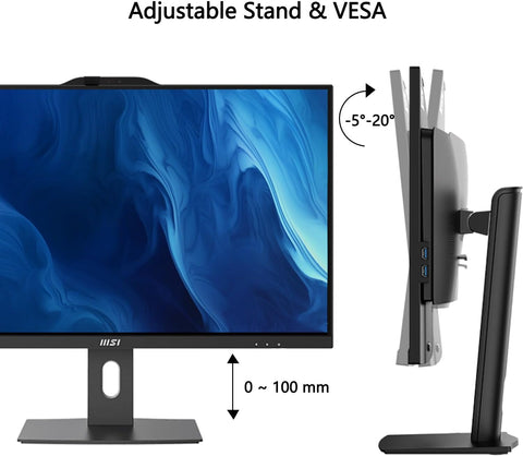 MSI PRO AP242P 23.8" All-in-One Intel Core i7 16GB RAM Intel UHD Graphics 1TB SSD Storage Windows 11 Home 100Hz - Black