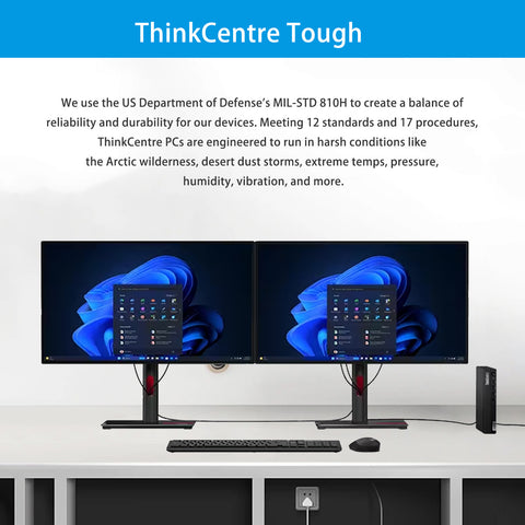 LENOVO ThinkCentre M70q MFF Desktop Intel Core i5 16GB RAM Intel UHD Graphics 256GB SSD Storage Windows 11 Pro - Black