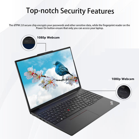 LENOVO ThinkPad E16 16" Traditional Laptop Intel Core i5 16GB RAM Intel Iris Xe Graphics 512GB SSD Storage Windows 11 Pro 60Hz - Black