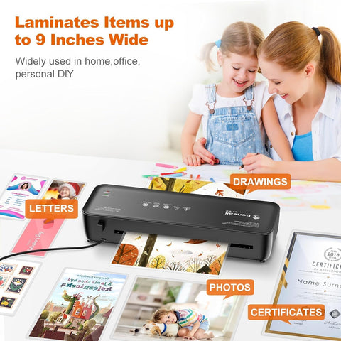 Bonsaii Laminator, 9 Inch Thermal Laminator Machine with Never Jam Technology for Doc/Posters/Photo, Personal Laminating Machine Simple Convenient for Home, Office and School - L418-C Black