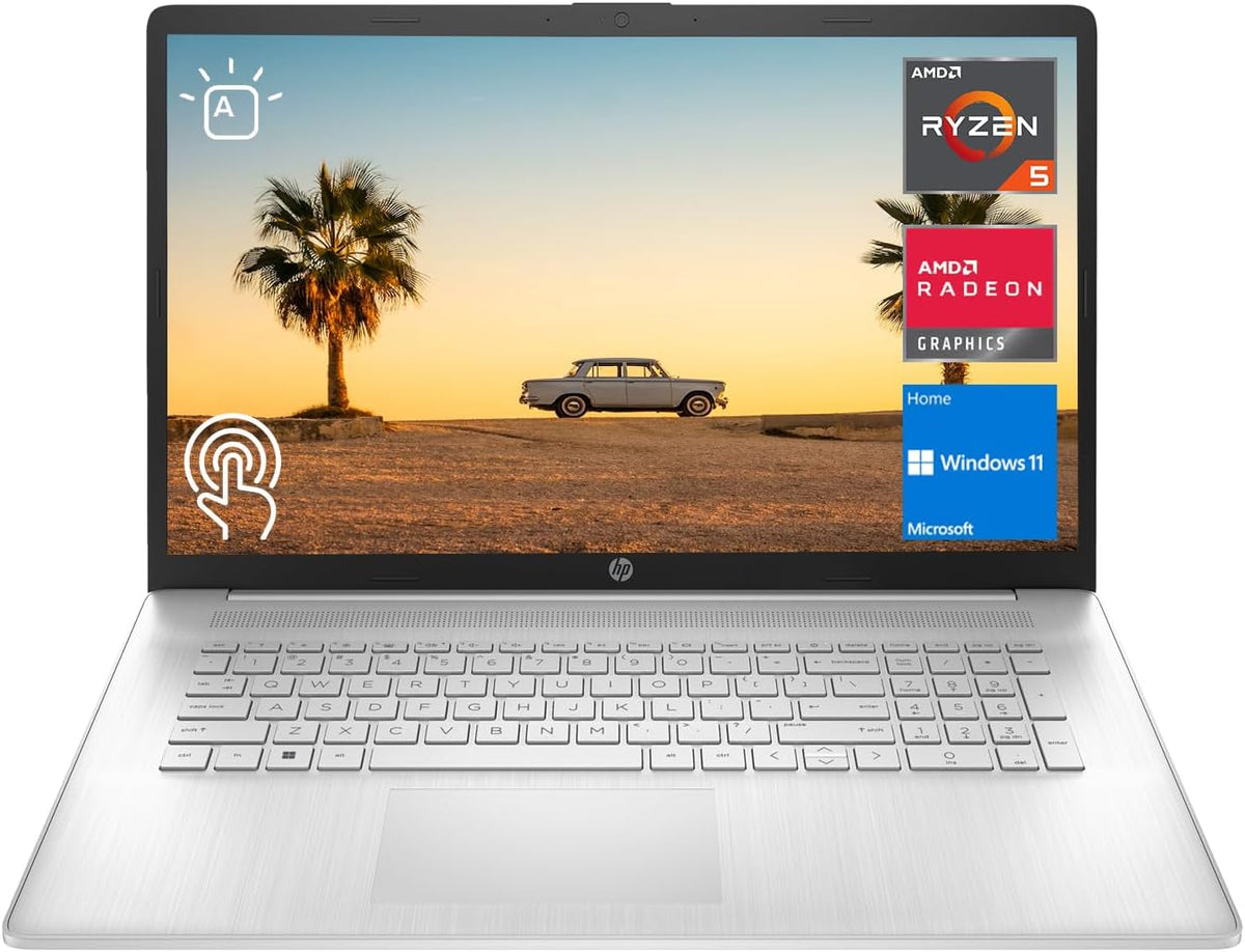HP Essential 17z-cp300 Laptop, 17.3" HD+ Touchscreen 60Hz, AMD Ryzen 5 7530U, AMD Radeon Graphics, 8GB DDR4 RAM, 1TB PCIe M.2 SSD, Wi-Fi 6, Windows 11 Home, Silver