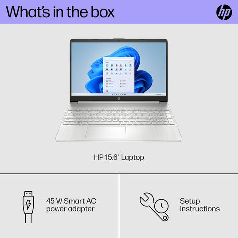 HP Essential Laptop, 15.6" HD 1366 * 768 Non-touch 60Hz, Intel Core i7-1165G7, Intel Iris Xe Graphics, 12GB DDR4 RAM, 512GB PCIe M.2 SSD, Wi-Fi 6, Windows 11 Home, Silver