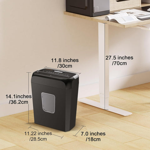 Bonsaii Paper Shredder for Home Use,6-Sheet Crosscut Paper and Credit Card Shredder for Home Office with Handle for Document,Mail,Staple,Clip-3.4 Gal Wastebasket(C237-B)