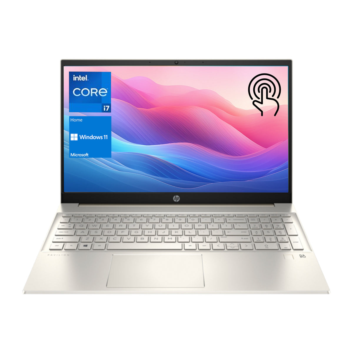 HP Pavilion 15t-eg300 Laptop, 15.6" FHD Touchscreen 60Hz, Intel Core i7-1355U, Intel Iris Xe Graphics, 16GB DDR4 RAM, 1TB PCIe M.2 SSD, Wi-Fi 6, Windows 11 Home, Gold