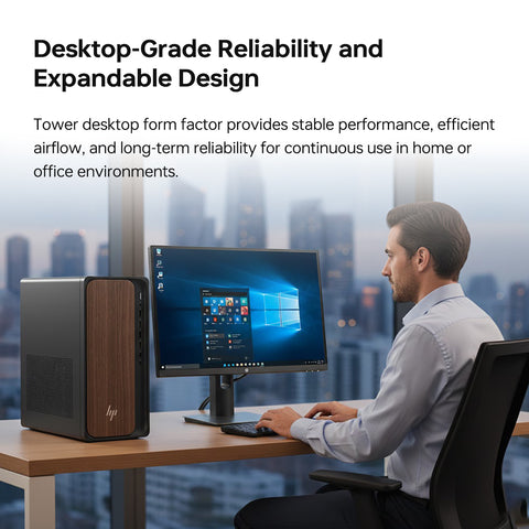 HP OmniDesk Tower Desktop Intel Core Ultra 7 32GB RAM Intel Graphics 1TB SSD Storage Windows 11 Pro - Black