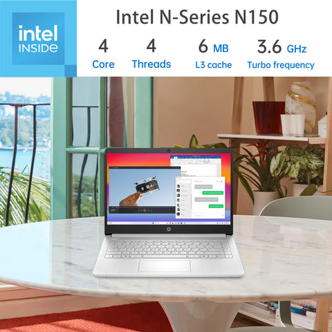 HP Essential 14-in Traditional Laptop Intel N-Series 8GB RAM Intel Graphics 128GB eMMC Storage Windows 11 Home 60Hz - Silver