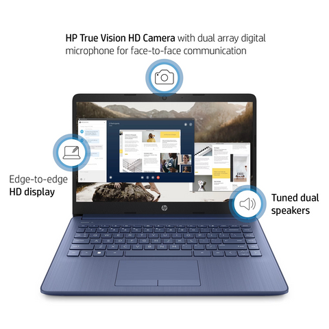 HP Essential 14 in Traditional Laptop, Intel N-Series N150, Intel Graphics, 16GB DDR4, 128GB eMMC, Wi-Fi 6, Win11 Home, Blue