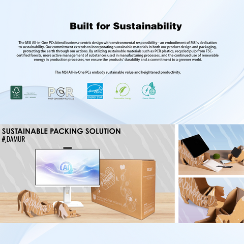 MSI Modern AM273QP AI 27" All-in-One Intel Core Ultra 7 16GB RAM Intel Arc Graphics 1TB SSD Storage Windows 11 Home 100Hz - Black