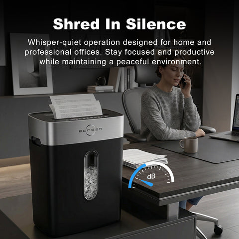 BONSEN Paper Shredder for Home Office, 10-Sheet Cross-Cut Shredder, P-4 High Security Level, Quiet Credit Card Shredder with Jam Proof System, 4 Gallons Bin