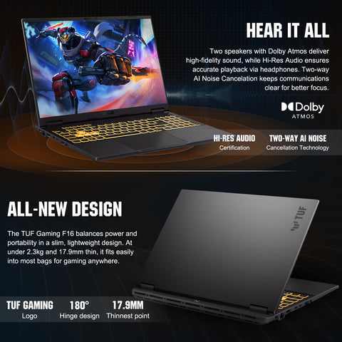 ASUS TUF F16 16 in Traditional Laptop Intel Core i5 32GB RAM NVIDIA GeForce RTX 5050 2TB SSD Storage Windows 11 Home 165Hz - Grey