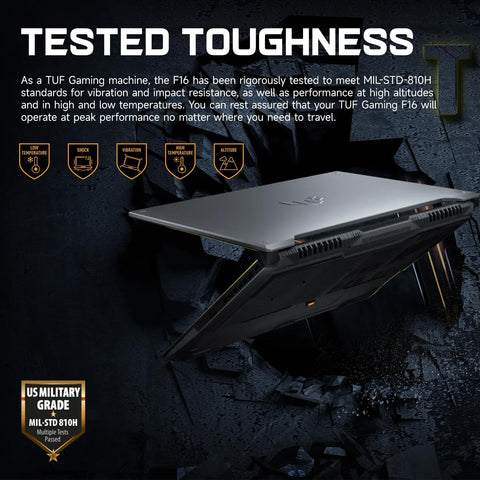 ASUS TUF F16 16" Traditional Laptop Intel Core 5 8GB RAM NVIDIA GeForce RTX 4050 512GB SSD Storage Windows 11 Home 144Hz - Black