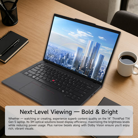 LENOVO ThinkPad T14 14" Traditional Laptop Intel Core Ultra 5 16GB RAM Intel Integrated Graphics 512GB SSD Storage Windows 11 Pro 60Hz - Black