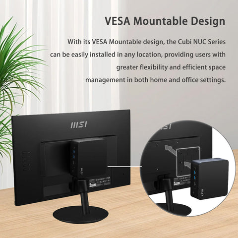 MSI Cubi NUC MFF Desktop Intel Core 7 32GB RAM Intel Graphics 1TB SSD Storage Windows 11 Home - Black