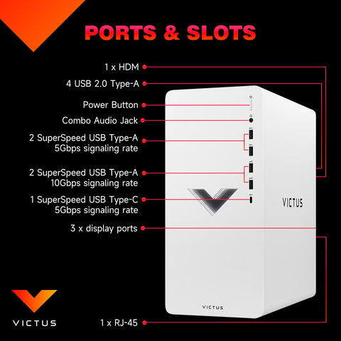 HP Victus 15L Tower Desktop Intel Core i5 16GB RAM NVIDIA GeForce RTX 3050 512GB SSD Storage Windows 11 Home - Silver