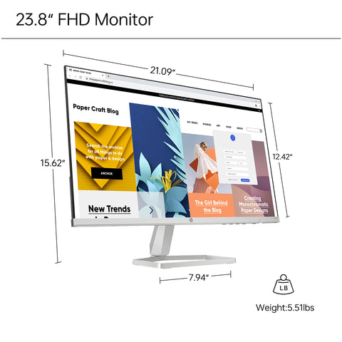 HP Series 5 524sf Monitor 94C17AA#ABA (Replaces M24f) 24 inches FHD IPS (1920x1080) Display, 1x HDMI, 1x VGA, Flicker-Free, Ideal for Home & Business