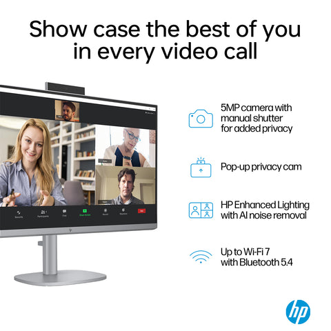 HP OmniStudio X 27 inches All-in-One Intel Core Ultra 7 16GB RAM Intel Arc Graphics 1TB SSD Storage Windows 11 Pro 60Hz - Grey