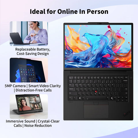 LENOVO ThinkPad T14s 14 inches 2-in-1 Laptop Intel Core Ultra 7 16GB RAM Intel Graphics 1TB SSD Storage Windows 11 Pro 60Hz - Black