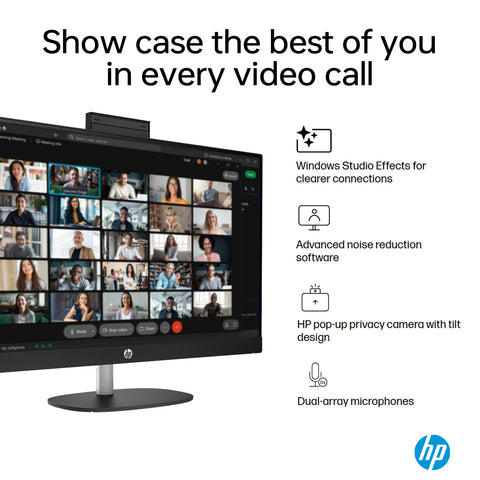 HP Essential 27 inches All-in-One Intel Core Ultra 7 32GB RAM Intel Graphics 2TB SSD Storage Windows 11 Pro 60Hz - Black