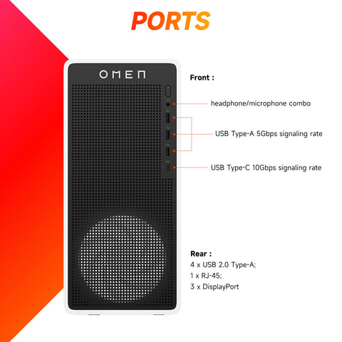 HP Omen 16L Tower Desktop Intel Core i7 8GB RAM NVIDIA GeForce RTX 4060 512GB SSD Storage Windows 11 Home - White