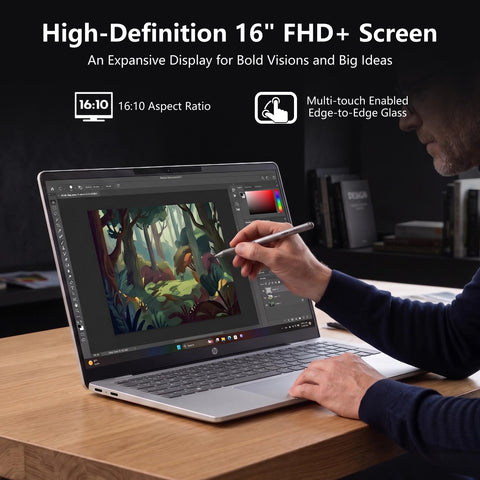 HP OmniBook 5 16 in Traditional Laptop Qualcomm Snapdragon X Plus 32GB RAM Qualcomm Adreno X1-45 1TB SSD Storage Windows 11 Pro Touch 60Hz - Silver