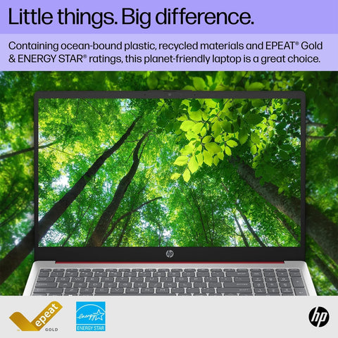 HP Essential Laptop, 15.6" HD 1366x768 Non-touch 60Hz, Intel N-Series N200, Intel UHD Graphics, 4GB DDR4 RAM, 128GB eMMC, Wi-Fi 5, Windows 11 Home, Red