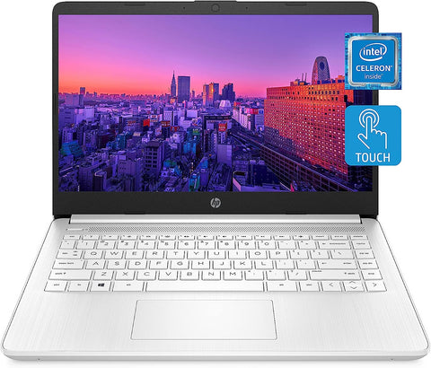 HP Essential 14-dq0080nr Laptop, 14" HD 1366 * 768 Touchscreen 60Hz, Intel Celeron N4120, Intel UHD Graphics, 4GB DDR4 SODIMM RAM, 64GB eMMC, Wi-Fi 5, Windows 11 Home, White