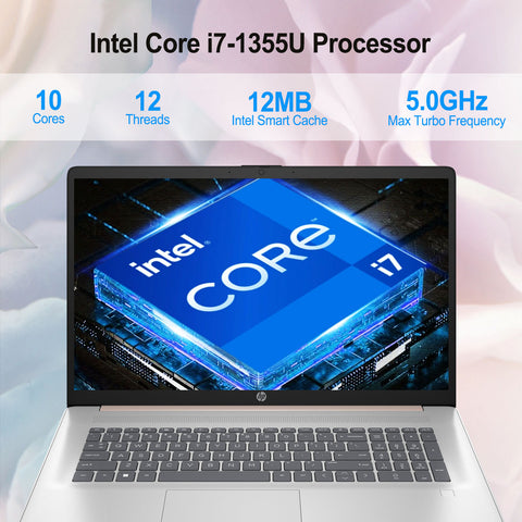 HP Essential 17 Laptop, 17.3" HD+ Touchscreen 60Hz, Intel Core i7-1355U, Intel Iris Xe Graphics, 8GB DDR4 RAM, 512GB PCIe M.2 SSD, Wi-Fi 6, Windows 11 Home, Pale Rose Gold