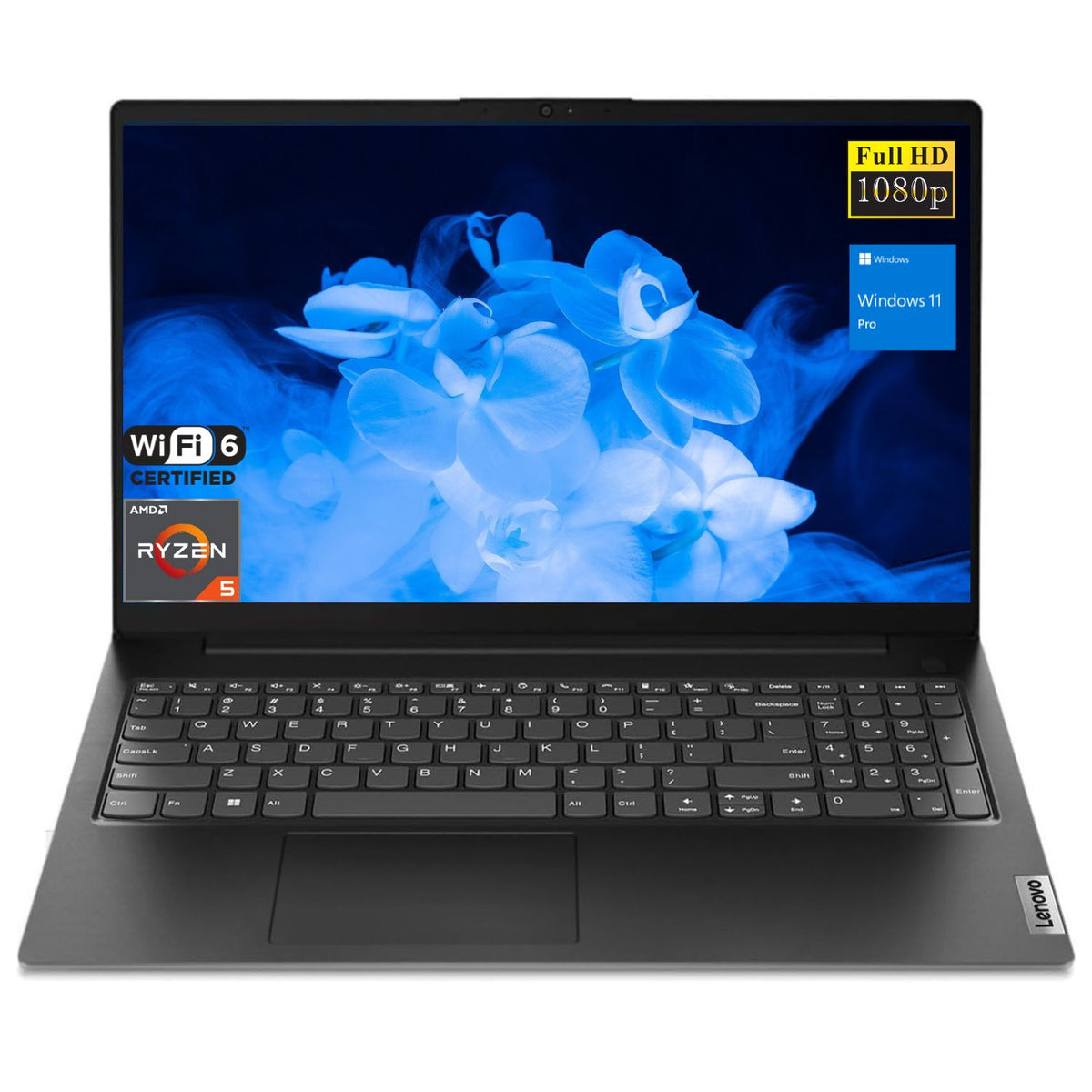 LENOVO V-Series V15 15.6 inches Entry Traditional Laptop AMD Ryzen 5 7430U 40GB RAM AMD Radeon Graphics 1TB SSD Storage Windows 11 Pro FHD 60Hz - Black