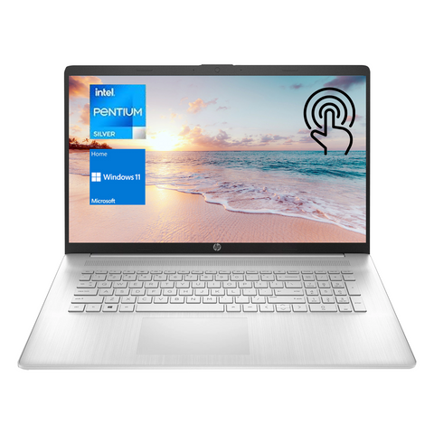 HP Essential Laptop, 17.3" HD+ 1600 * 900 Touchscreen 60Hz, Intel Pentium Silver N5030, Intel UHD Graphics, 4GB DDR4 RAM, 128GB PCIe M.2 SSD, Wi-Fi 5, Windows 11 Home, Silver