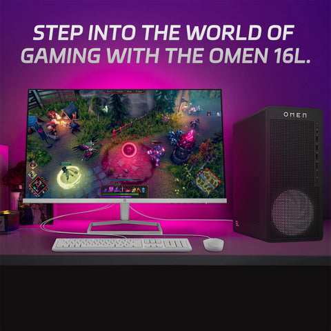 HP Omen 16L Tower Desktop AMD Ryzen 7 32GB RAM NVIDIA GeForce RTX 5060 2TB SSD Storage Windows 11 Pro - Black