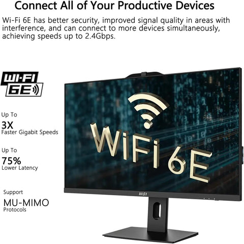 MSI PRO AP242P 23.8" All-in-One Intel Core i7 16GB RAM Intel UHD Graphics 1TB SSD Storage Windows 11 Home 100Hz - Black