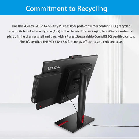 LENOVO ThinkCentre M70q MFF Desktop Intel Core i5 16GB RAM Intel UHD Graphics 512GB SSD Storage Windows 11 Pro - Black