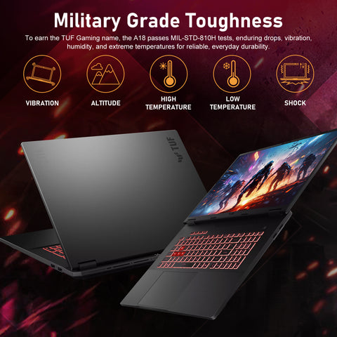 ASUS TUF A18 FA808UM Gaming Traditional Laptop, 18" FHD+ 1920x1200 Non-touch 144Hz, AMD Ryzen 7 260, NVIDIA GeForce RTX 5060, 16GB DDR5 SODIMM, 1TB PCIe M.2 SSD, Wi-Fi 6, Windows 11 Home, Grey
