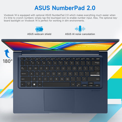 ASUS Vivobook 14X 14" Traditional Laptop Intel Core i5 12GB RAM Intel Iris Graphics 256GB SSD Storage Windows 11 Home 60Hz - Blue