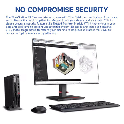 LENOVO ThinkStation P3 Workstation Desktop Intel Core i7 16GB RAM NVIDIA Quadro T400 512GB SSD Storage Windows 11 Pro - Black
