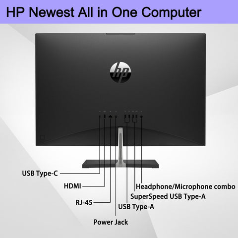 HP Essential 27-cr0000t All-in-One, 27" FHD 1920 * 1080 Non-touch 60Hz, Intel Core i5-1335U, Intel UHD Graphics, 8GB DDR4 SODIMM RAM, 512GB PCIe M.2 SSD, Wi-Fi 6, Windows 11 Home, Black