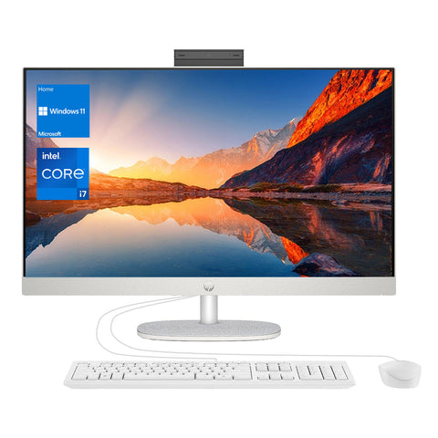 HP Essential 27-cr0000t Daily All-in-One, 27" FHD 1920*1080 Non-touch 60Hz, Intel Core i7-1355U, Intel Iris Xe Graphics, 8GB DDR4 SODIMM, 1TB PCIe M.2 SSD, Wi-Fi 6, Non-backlit Keyboard, Windows 11 Home, White