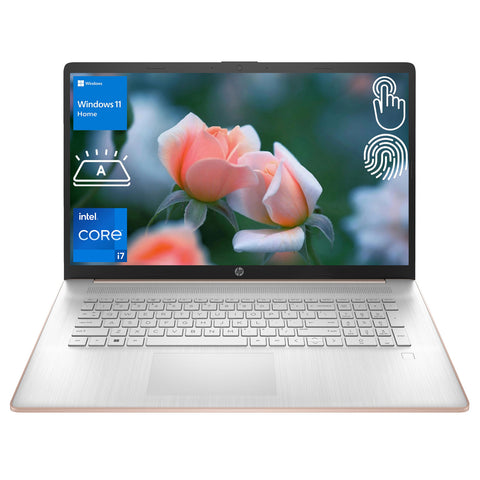 HP Essential 17 Laptop, 17.3" HD+ Touchscreen 60Hz, Intel Core i7-1355U, Intel Iris Xe Graphics, 8GB DDR4 RAM, 512GB PCIe M.2 SSD, Wi-Fi 6, Windows 11 Home, Pale Rose Gold
