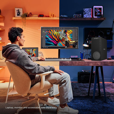 HP Omen 16L Tower Desktop AMD Ryzen 7 64GB RAM NVIDIA GeForce RTX 5060 4TB SSD Storage Windows 11 Home - Black