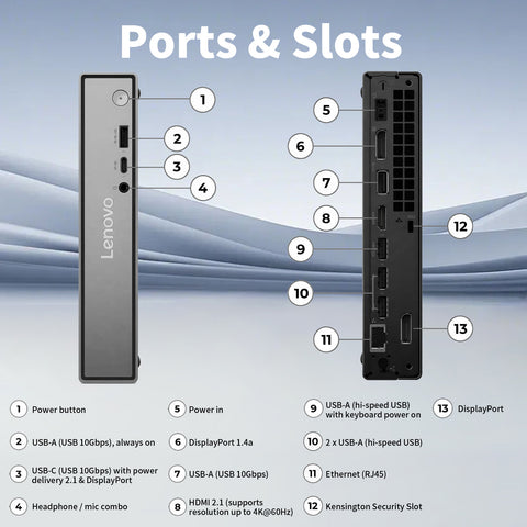 Lenovo ThinkCentre neo MFF Business Desktop, AMD Ryzen 5 220, 8GB DDR5, 512GB SSD, Windows 11 Pro