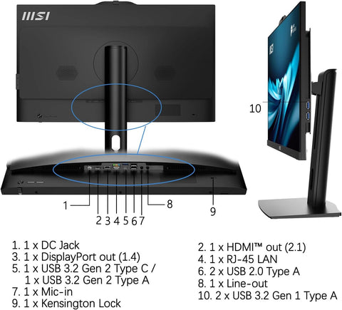 MSI PRO AP242P 23.8" All-in-One Intel Core i7 16GB RAM Intel UHD Graphics 1TB SSD Storage Windows 11 Home 100Hz - Black