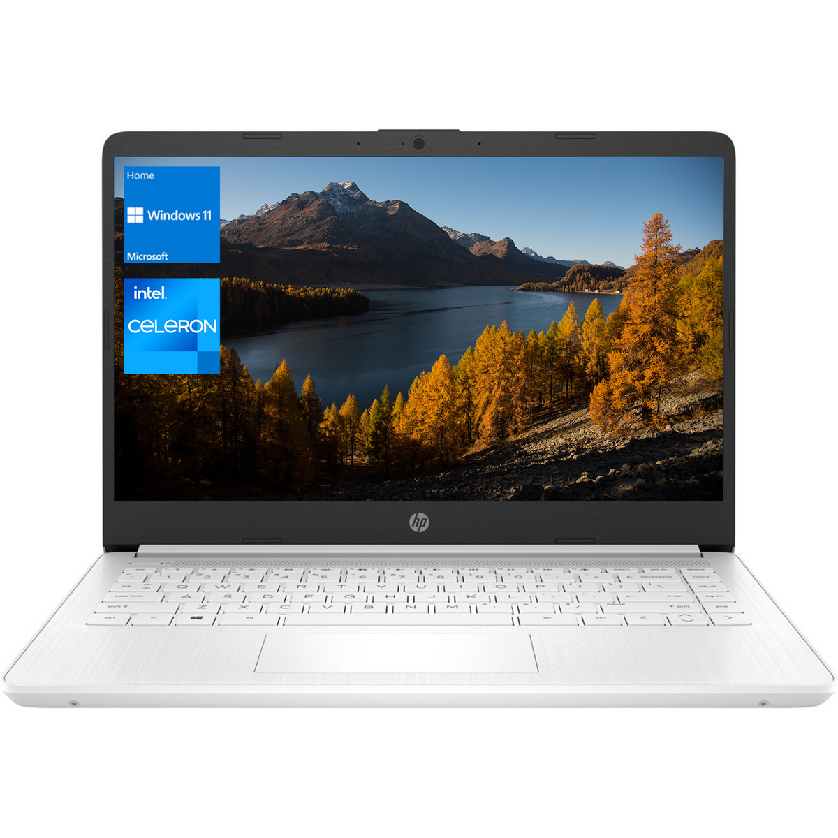 HP Essential 14" HD Laptop,  Intel Celeron N4120, 4GB DDR4 RAM, 64GB eMMC, Wi-Fi 5, Windows 11 Home, White