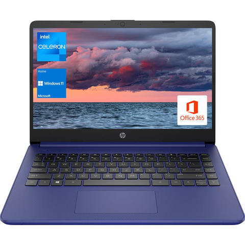 HP Essential 14 Laptop, 14" HD Non-touch 60Hz, Intel Celeron N4120, Intel UHD Graphics 600, 4GB DDR4 RAM, 64GB eMMC, Wi-Fi 5, Windows 11 Home, Blue