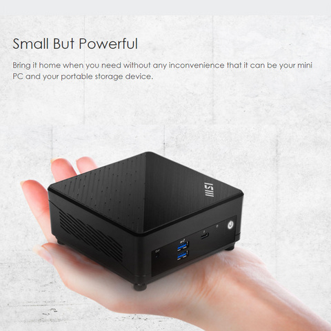 MSI Cubi 5 Mini Desktop Intel Core i7 32GB RAM Intel Iris Xe Graphics 2TB SSD Storage Windows 11 Pro - Black