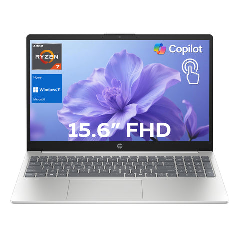HP Essential 15.6 inches Traditional Laptop AMD Ryzen 7 16GB RAM AMD Radeon Graphics 512GB SSD Storage Windows 11 Home 60Hz - Silver